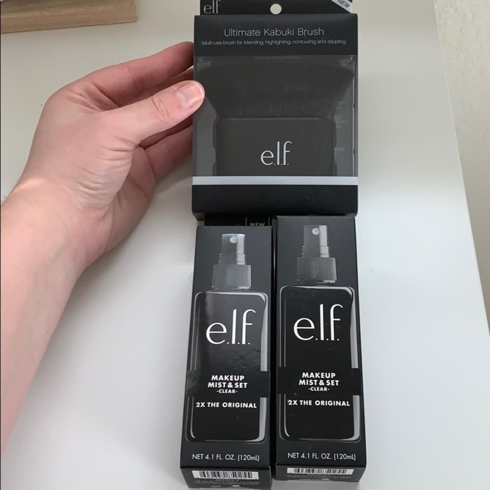 Elf makeup mist & set and large kabuki brush set